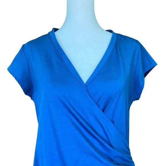 Athleta Nectar Deep Teal/Turquoise Faux Wrap Dress  (Size LP) - Picture 2 of 13